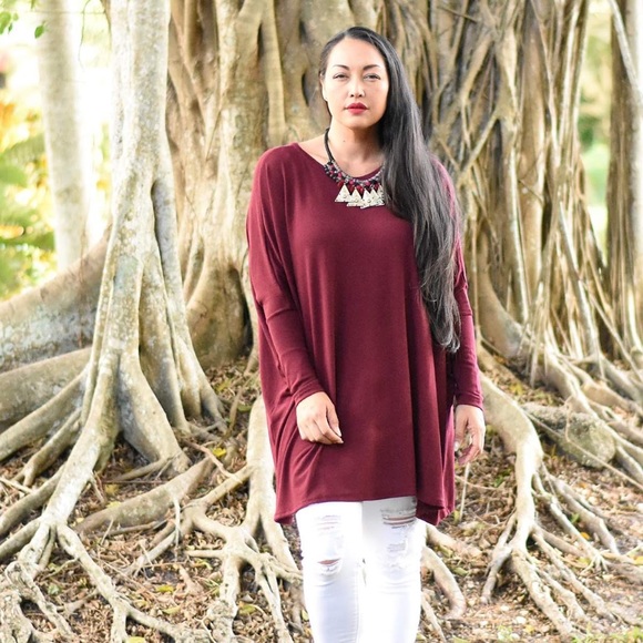 Burgundy Oversized Tunic - Picture 3 of 5